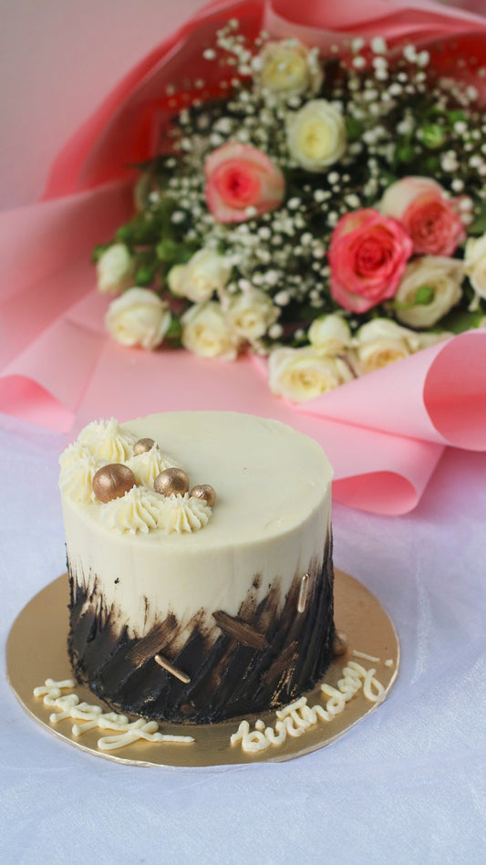 Customized Cake + Flower Bouqet